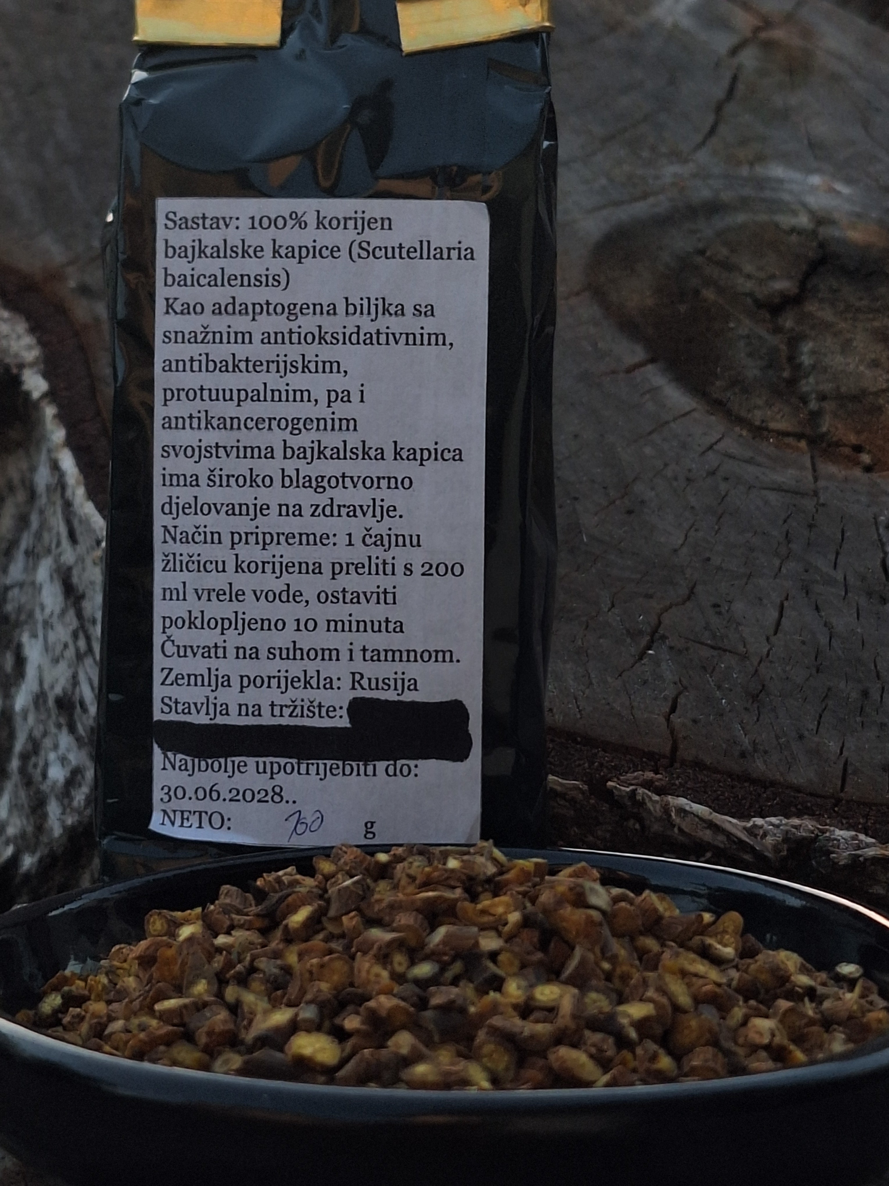 Bajkalska kapica - suseni korijen, biljni čaj